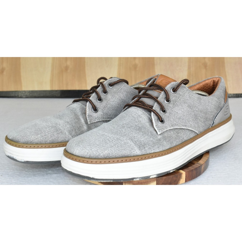 Skechers Moreno Ederson Men Shoes Size 12 Faded Gray Canvas Oxford Lace Up 65981